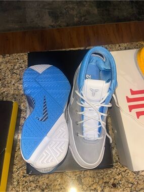 Kobe Proto 1s Nike Gray and Light Blue Low-Top Basketball Shoes